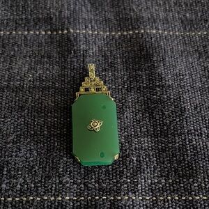 German 1920s Art Deco Sterling Silver Green Chrysoprase Pendant
